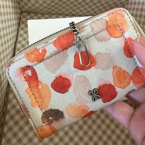NEW Hobo Nila Zip Around Card Accordion Wallet Key Chain Watercolor Polka Dots - Picture 5 of 6